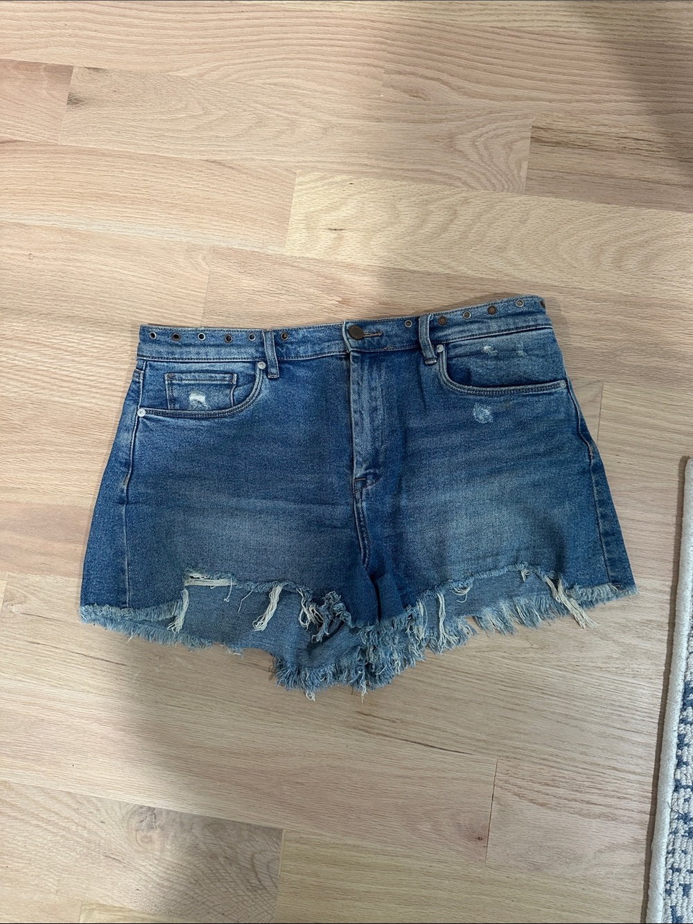Blank NYC Distressed Blue Denim Cutoff Shorts - the barrow